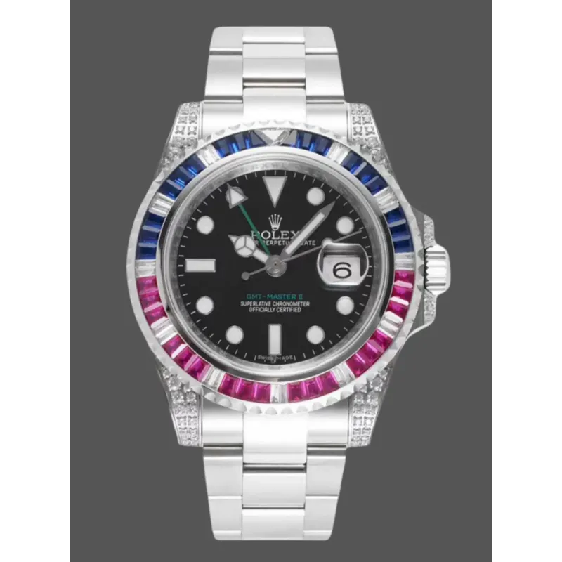 Rolex GMT-Master II Pepsi 126710BLRO Replica - Black Dial Diamond Bezel