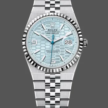 Rolex Land Dweller Unisex 127236 Replica - Ice Blue Dial Fluted Bezel
