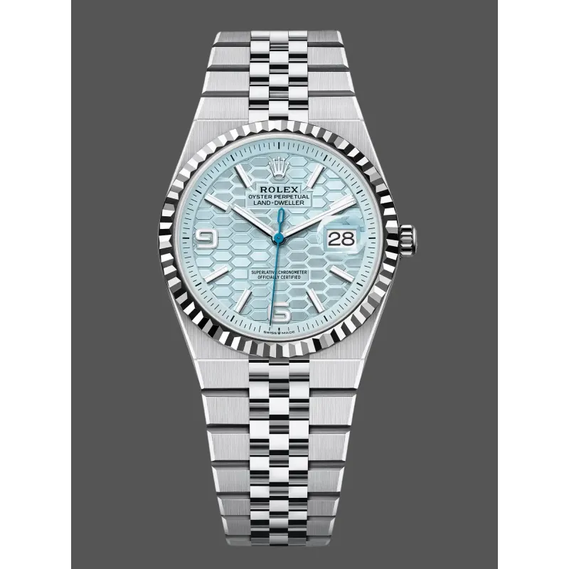 Rolex Land-Dweller 40 127336 Replica - Ice Blue Dial Fluted Bezel