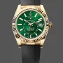 Rolex Sky-Dweller 336238 Replica - Green Dial Fluted Bezel