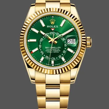 Rolex Sky-Dweller 336938 Replica - Green Dial Fluted Bezel