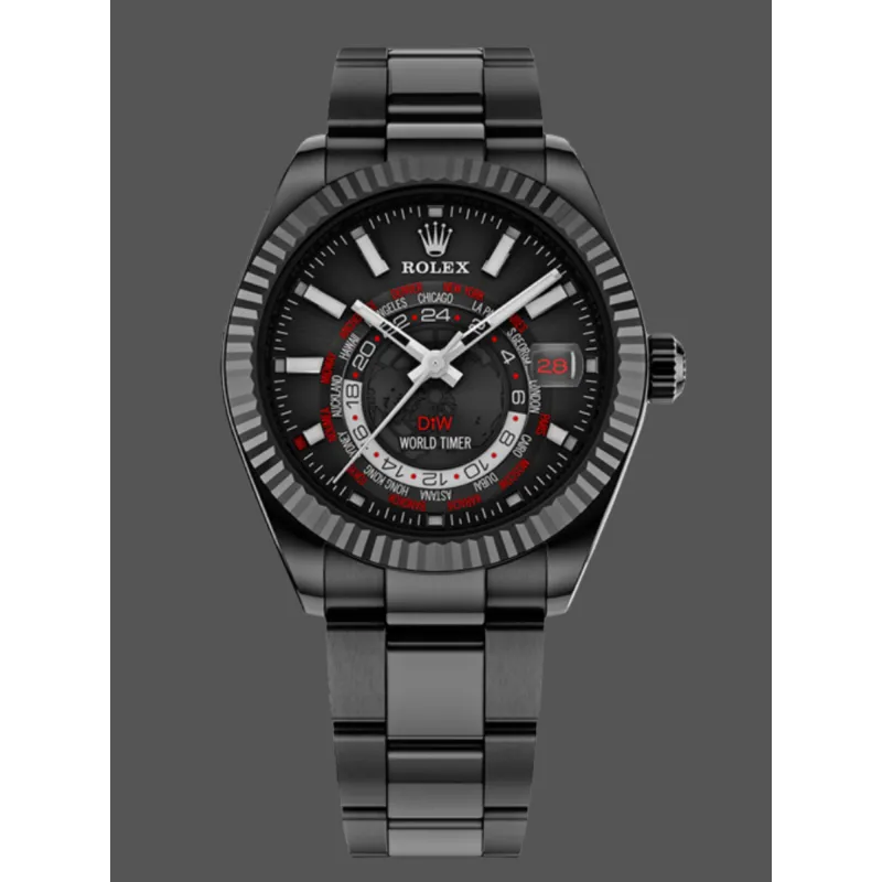 Rolex Sky-Dweller CUSTOMIZED Replica - Black Dial Stainless Steel