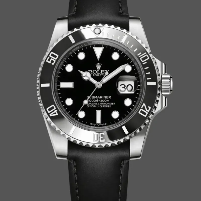 Rolex Submariner Date 116610LN Replica - Black Dial Leather Strap
