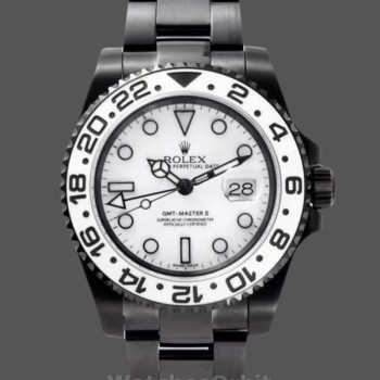 Men's Rolex GMT-Master II Black PVD/DLC Coated with White Dial Stainless Steel White Dial
