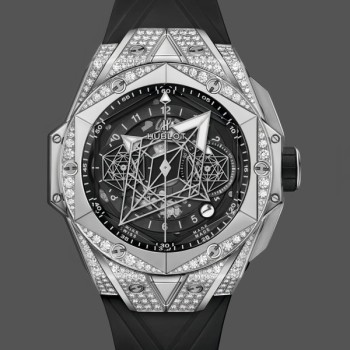 Men's Hublot Big Bang Sang Bleu II Titanium Pavé 418.NX.1107.RX.1604.MXM20 Black Dial