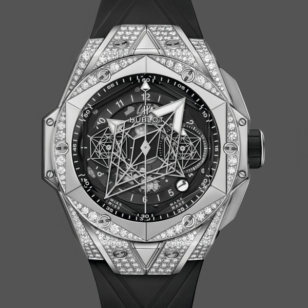 Mens Hublot Big Bang Sang Bleu II Titanium Pavé 418.NX.1107.RX.1604.MXM20 Black Dial Replica Watch Image