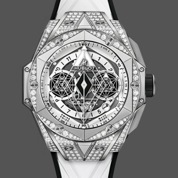 Men's Hublot Big Bang Sang Bleu II Titanium Diamond Edition 418.NX.2001.RX.1604.MXM20 Transparent Dial