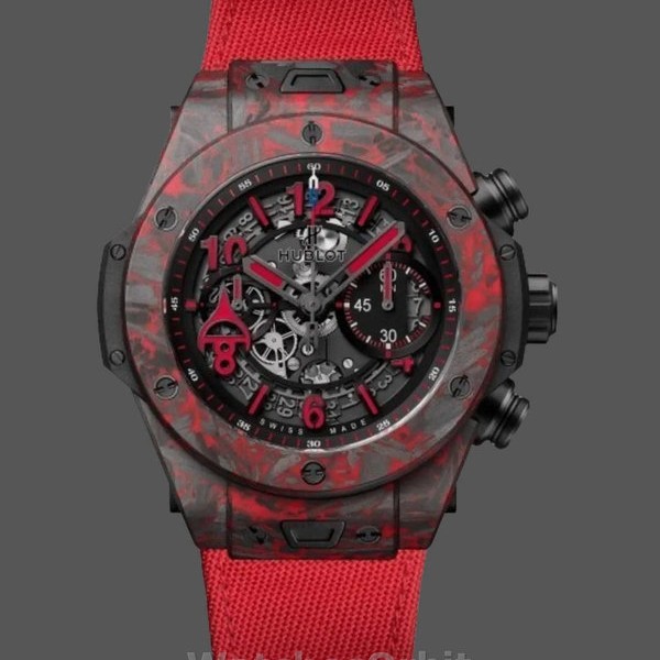 Mens Hublot Big Bang Unico Red Carbon Alex Ovechkin  45mm 411.QV.1123.NR.OVK21 Black Replica Watch Image