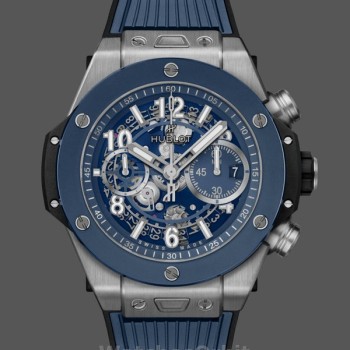 Men's Hublot Big Bang-421.NL.5170.RX, 44mm Mat Blue Skeleton Dial
