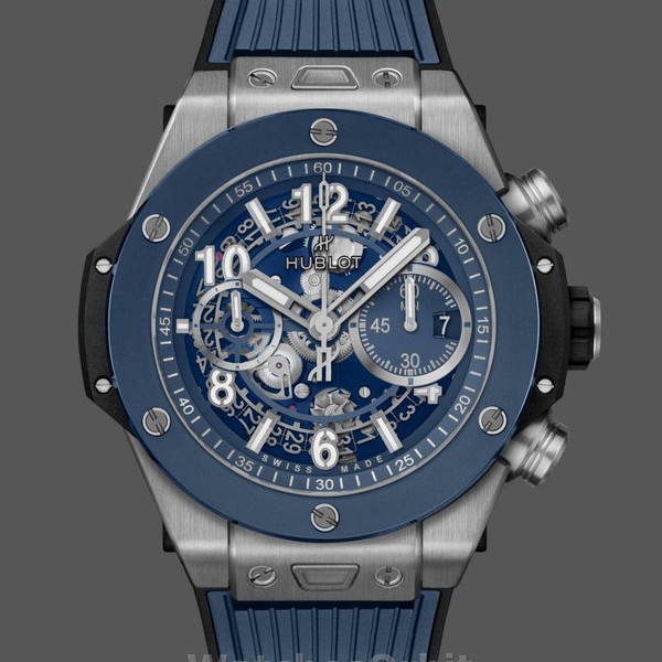 Mens Hublot Big Bang-421.NL.5170.RX, 44mm Mat Blue Skeleton Dial Replica Watch Image