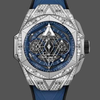 Men's Hublot Big Bang Sang Bleu II Titanium 42MM 418.NX.5107.RX.1604.MXM20 Blue, Transparent Dial