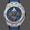 Mens Hublot Big Bang Sang Bleu II Titanium 42MM  418.NX.5107.RX.MXM20 Blue, Transparent Dial Replica Watch Image