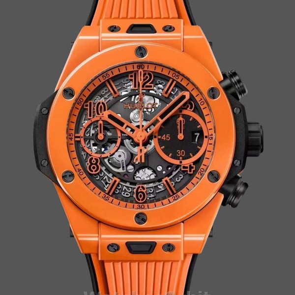 Mens Hublot Big Bang Unico Orange Ceramic 42MM 441.CU.5910.RX Skeleton Replica Image