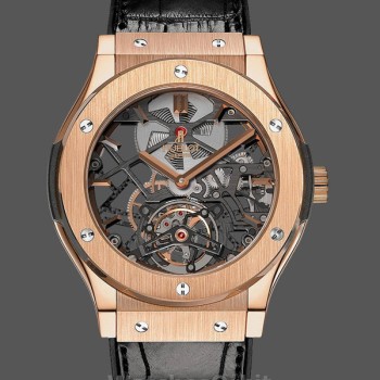 Men's Hublot Classic Fusion Skeleton Tourbillon 505.OX.0180.LR 45mm Skeleton Dial
