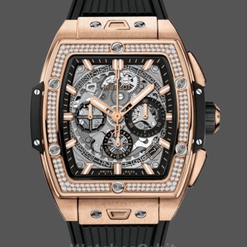 Men's Hublot Spirit of Big Bang King Gold with Diamonds 42MM 642.OX.0180.RX.1104 Skeleton