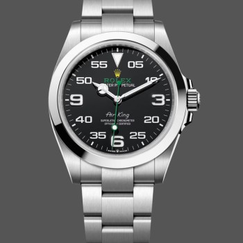 Men's Rolex Air-King 40mm Men's-116900-Stainless Steel-Black Arabic Dial Blue