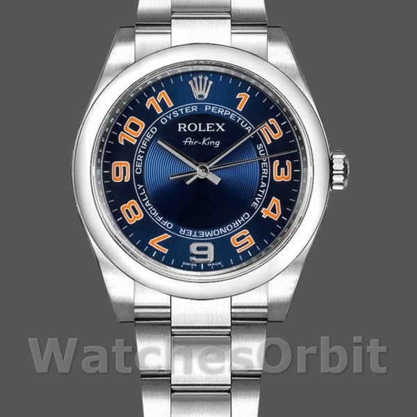 Unisexs Rolex Oyster Perpetual Air‑King-114200, 34mm, Concentric Blue Dial, Unisex Concentric Blue Replica Watch Image
