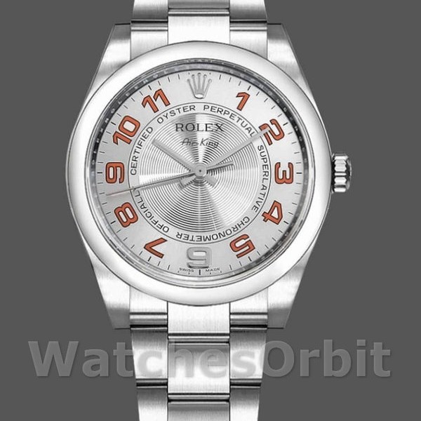 Unisexs Rolex Oyster Perpetual Air‑King 114200-34mm, White Grape Index Dial, Unisex Concentric Silver Replica Watch Image