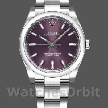 Unisex's Rolex Oyster Perpetual Air‑King 114200-34mm, Grape Red Index Dial, Unisex Grape Red