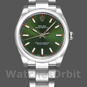 Unisex's Rolex Oyster Perpetual Air‑King 114200-34mm, Olive Green Index Dial, Unisex Olive Green