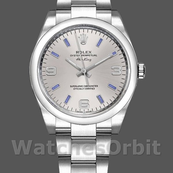 Unisexs Rolex Oyster Perpetual Air‑King-114200, 34mm, Silver Dial, Unisex Silver Replica Watch Image