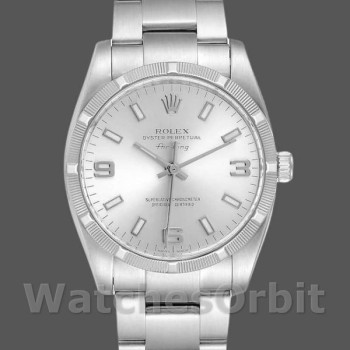 Unisex's Rolex Oyster Perpetual Air‑King 114210-34mm, Silver Dial, Unisex Silver
