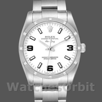Unisex's Rolex Oyster Perpetual Air‑King-114210, 34mm, White Dial, Unisex White