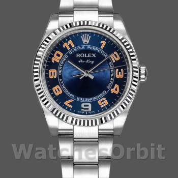 Unisex's Rolex Oyster Perpetual Air-King 34mm Unisex-114234-Blue Dial-Stainless Steel Oyster Blue