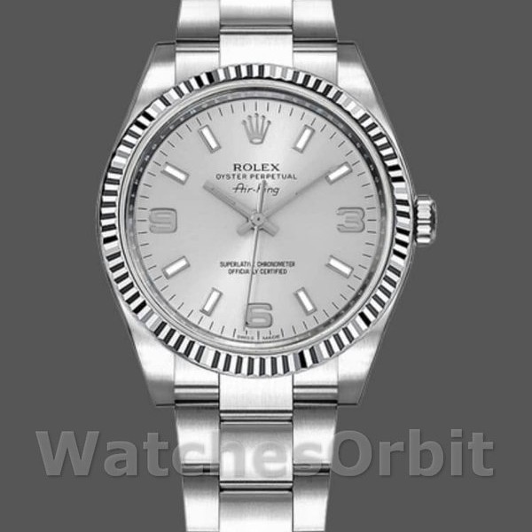 Unisexs Rolex Oyster Perpetual Air-King 34mm Unisex-114234-Silver Dial Silver Replica Image