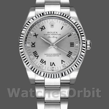 Men's Rolex Oyster Perpetual Air‑King-114234, 41mm, Silver Roman Diamond Dial, Silver