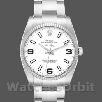 Unisex's Rolex Oyster Perpetual Air‑King-114234, 34mm, White Arabic Dial, Unisex White