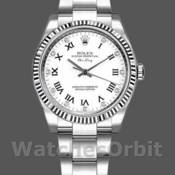 Unisex's Rolex Oyster Perpetual Air-King 34mm Unisex-114234-White Diamond Dial White Diamond
