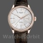 Men's Rolex Cellini Date 39mm Men's-50515-Rose Gold-Silver-Crocodile Leather Strap White