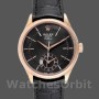 Men's Rolex Cellini Dual Time 39mm Men's-50525-Black Dial-Black Leather Strap Black