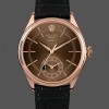 Mens Rolex Cellini Dual Time 39mm Mens-50525-Brown Guilloche Dial-Black Leather Strap Brown Replica Image
