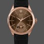 Men's Rolex Cellini Dual Time 39mm Men's-50525-Brown Guilloche Dial-Black Leather Strap Brown