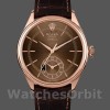 Mens Rolex Cellini Dual Time 39mm Mens-50525-Brown Guilloche Dial-Brown Leather Strap Brown Replica Image