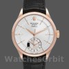 Mens Rolex Cellini Dual Time 39mm Mens-50525-Silver Dial-Black Leather Strap Silver Replica Image