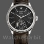 Men's Rolex Cellini Dual Time 39mm Men's-50529-Black Dial-Brown Leather Strap Black