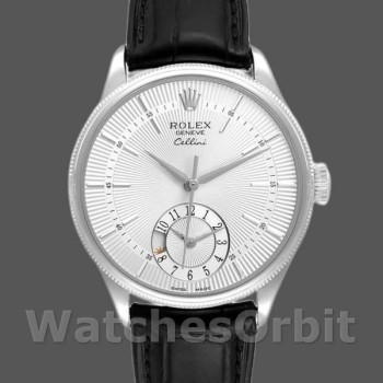 Men's Rolex Cellini Dual Time 39mm Men's-50529-Silver Dial Silver