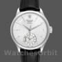 Men's Rolex Cellini Dual Time 39mm Men's-50529-Silver Sunburst Dial-Black Leather Strap Silver