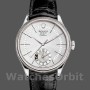 Men's Rolex Cellini Dual Time 39mm Men's-50529-Silver Sunburst Dial-Brown Leather Strap Silver