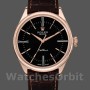 Men's Rolex Cellini Time 39mm Men's-50505-Brown Leather Strap-Black Dial Black