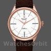 Men's Rolex Cellini Time 39mm Men's-50505-Brown Leather Strap-White Dial White