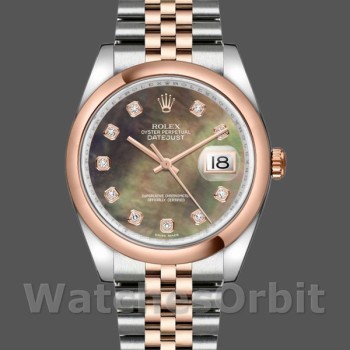 Unisex's Rolex Datejust 36mm Unisex-116201-Black Mother of Pearl Dial MOP