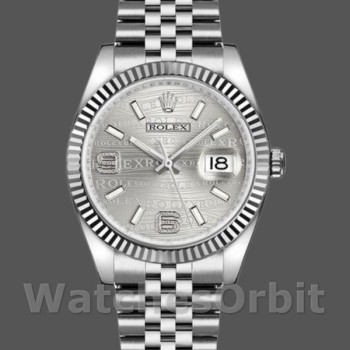 Unisex's Rolex Datejust 36mm Unisex-116234-0159-Rhodium Wave-Diamond Dial Rhodium Wave Diamond