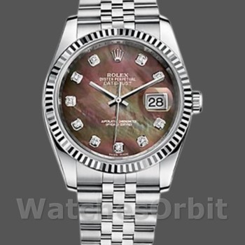 Unisex's Rolex Datejust 36mm Unisex-116234-Black MOP-Diamond Dial Black MOP Diamond