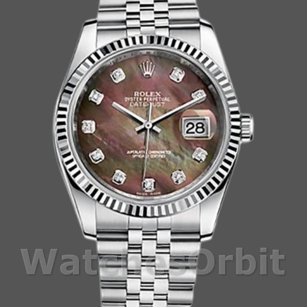 Unisexs Rolex Datejust 36mm Unisex-116234-Black MOP-Diamond Dial Black MOP Diamond Replica Image