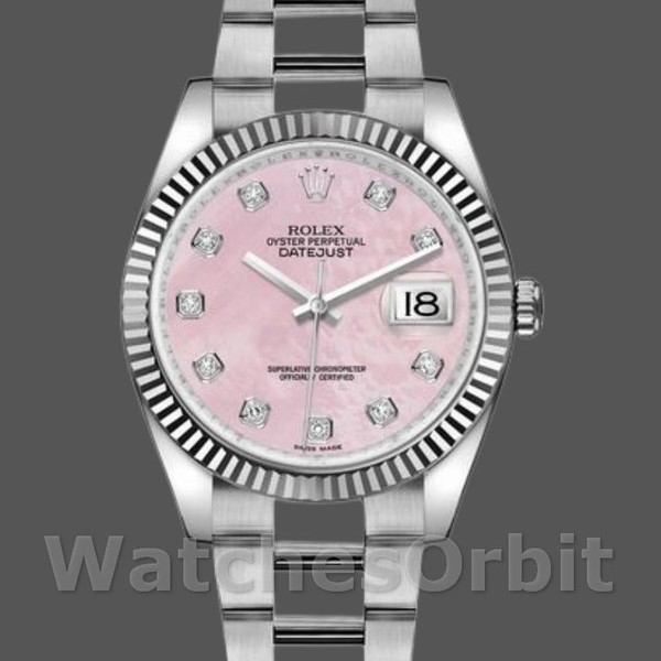 Womens Rolex Datejust 36mm Womens-116234-Mother of Pearl-Pink Diamond Dial Pink MOP Diamonds Replica Image