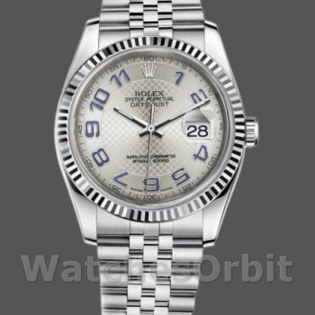 Unisex's Rolex Datejust 36mm Unisex-116234-Silver Dial-Blue Arabic Numeral Hour Markers Silver